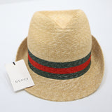 未使用 GUCCI グッチ 434760 ストロー ハット 麦わら帽子 L 58 ベージュ メンズ 保管袋 26k524-2