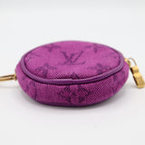 LOUIS VUITTON LV ルイヴィトン コインパース M68291 モノグラム デニム ラウンド ポーチ キーチェーン付 M4455