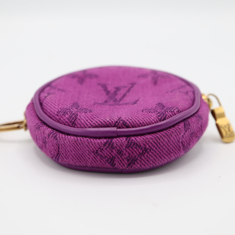 LOUIS VUITTON LV ルイヴィトン コインパース M68291 モノグラム デニム ラウンド ポーチ キーチェーン付 M4455