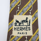 HERMES エルメス ネクタイ ブラウン 774 シルク100％ 総柄 タグあり 服飾小物 ko73