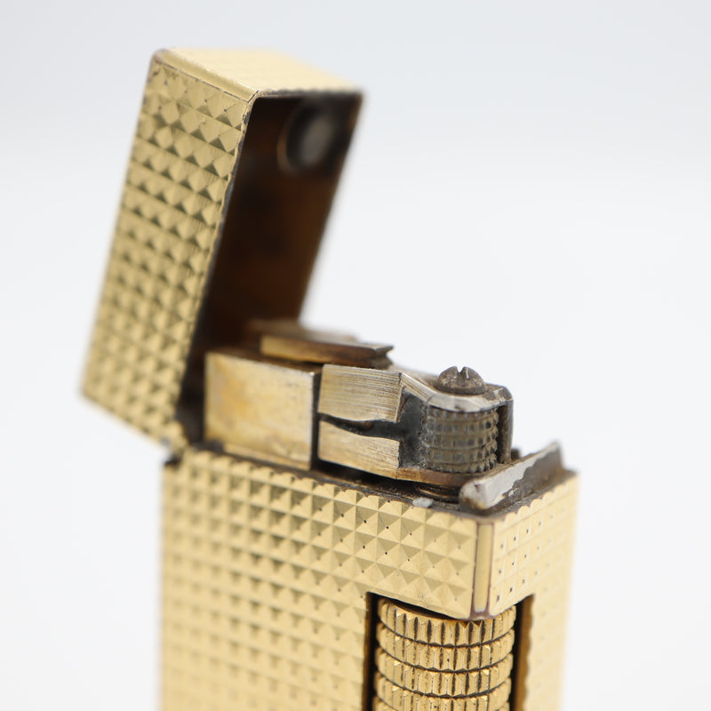 dunhill ダンヒル ガスライター スクエア型 ゴールドカラー 喫煙具 着火未確認 ケース有 M990