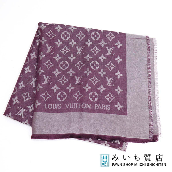 LOUIS VUITTON ルイ・ヴィトン 大判 ストール 410460 140cm モノグラム シャイン パープル ショール yo1211