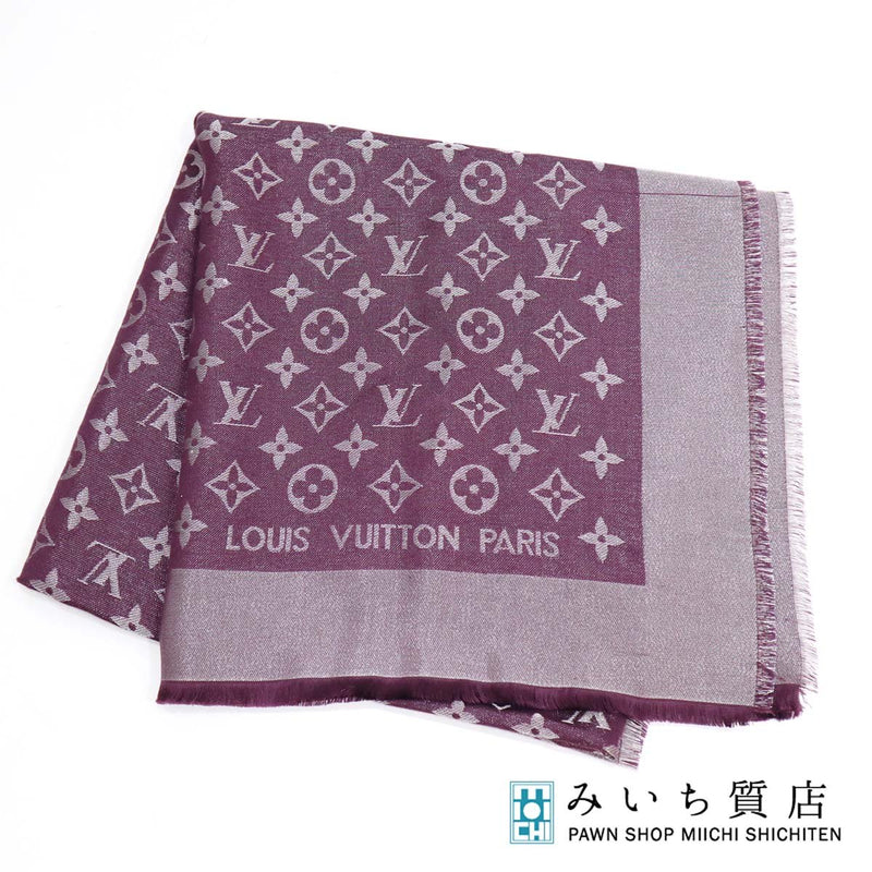 LOUIS VUITTON ルイ・ヴィトン 大判 ストール 410460 140cm モノグラム シャイン パープル ショール yo1211