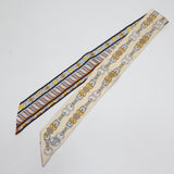 HERMES エルメス ツイリー Harnais en Rosace スカーフ シルク100 ベージュ ネイビー系 箱有 H23397-2
