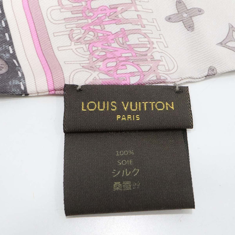 LOUIS VUITTON ルイヴィトン LV バンドー M75044 モノグラム マップ スカーフ ライトグレー ピンク 服飾小物 25k1037-6