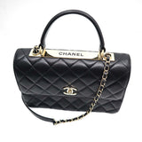 CHANEL シャネル トレンディCC ラムスキン 2WAY ハンドバッグ マトラッセ ショルダーバッグ ブラック 袋あり H14874