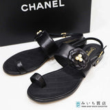 CHANEL シャネル サンダル G31666 カメリア サイズ38 約25cm レディース ブラック 箱有 H21984