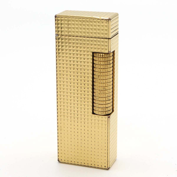 dunhill ダンヒル ガスライター スクエア型 ゴールドカラー 喫煙具 着火未確認 ケース有 M990