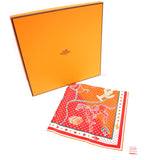 HERMES エルメス スカーフ EX-LIBRIS エクスリブリス 馬 馬車 オレンジ レッド コットン100％ 服飾小物 箱 H18459