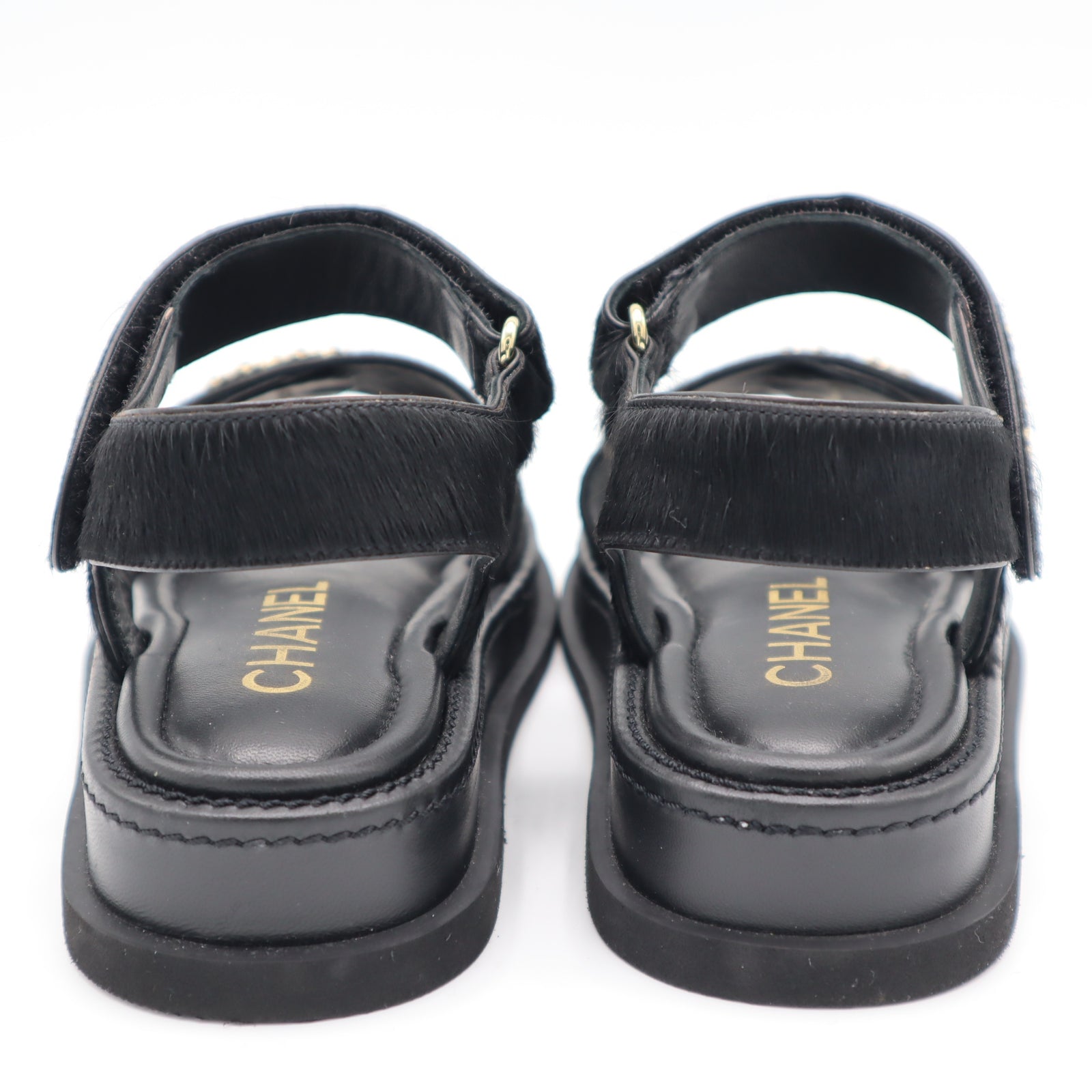 CHANEL ブラックレザー サンダル 36 CHANEL シャネル サンダル レザー ブラック #36C G32651