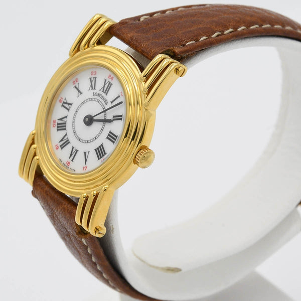 稼働 腕時計 LONGINES ロンジン 7172 クォーツ ラウンド 白色文字盤 レディース H9107