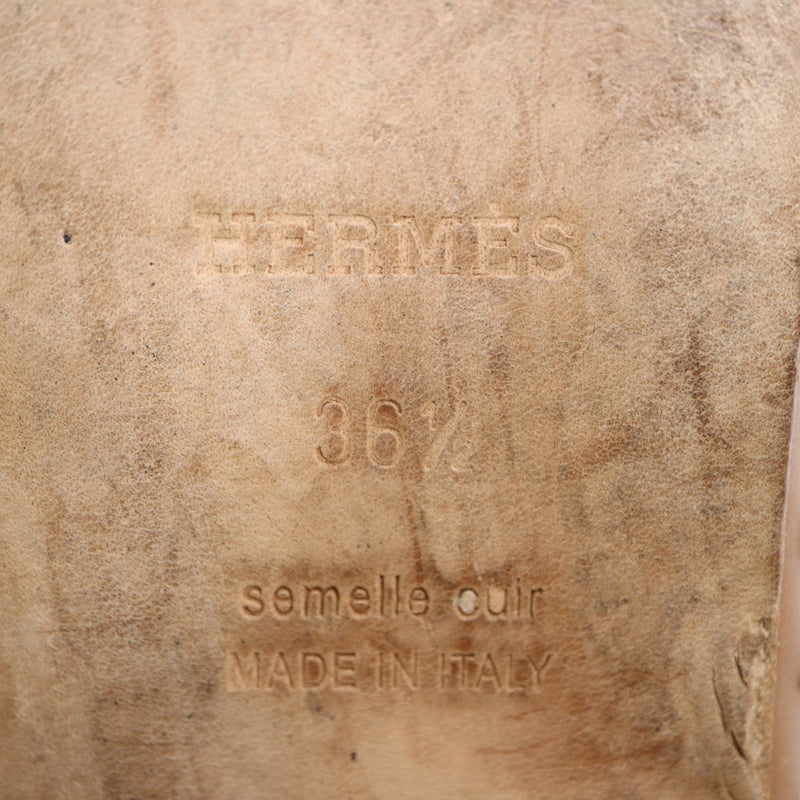 HERMES エルメス 靴 36 1/2 23.5cm パンチングレザー フラットシューズ ブラウン系 H19426