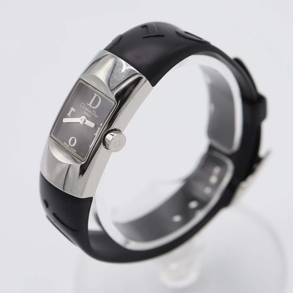 腕時計 稼働 Christian Dior ディオール D102-100 CF8549 クォーツ 黒文字盤 2025.6電池交換済 箱有 M1216