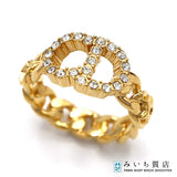 H17452 Christian Dior ディオール リング 指輪 Clair D Lune ラインストーン ゴールドカラー M 約12.5号 約3.8ｇアクセサリー 保管袋 H17452
