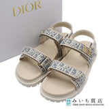 未使用 Christian Dior ディオール サンダル 38 約25cm アクト オブリーク ホワイト 靴 レディース 箱有 H19574