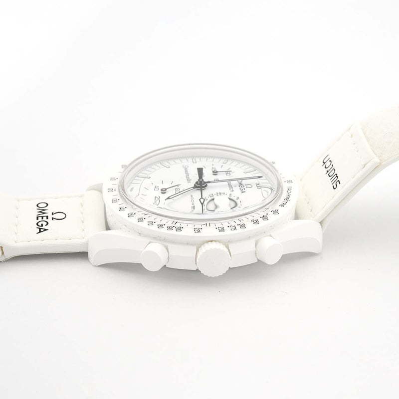 稼働 腕時計 OMEGA×swatch スヌーピー ミッショントゥザムーンフェイズ SO33W700 クォーツ 箱保取説あり 25k639-7