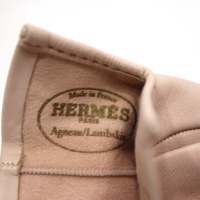 HERMES エルメス レザーグローブ ピンクベージュ ラムスキン Hロゴ 7 1