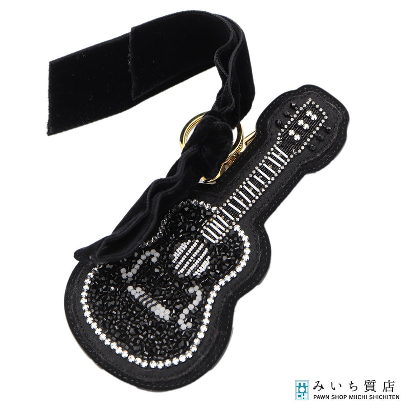 MIU MIU ミュウ ミュウ ギター キーホルダー チャーム ブラック系 アクセサリー 19k47-3