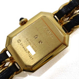 稼働 腕時計 CHANEL シャネル プルミエール H0001 Lサイズ クォーツ 黒文字盤 GP 2025年2月電池交換済 H16573