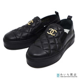 CHANEL シャネル G39180 マトラッセ キルティング スリッポン シューズ 約24cm 37サイズ 靴 ブラック 26k1035-4