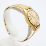 稼働 腕時計 OMEGA オメガ Geneve ジュネーブ 566.012 cal.684 デイト 自動巻き ゴールド色文字盤 ベルト尾錠社外 ケース H7259