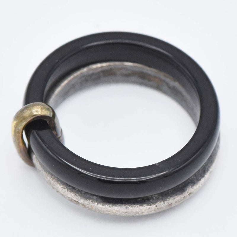 GEORG JENSEN ジョージジェンセン A119 オニキス ダブルリング 指輪 925 シルバー 約7.5号 約5.4g アクセサリー レディース 箱有 H12641