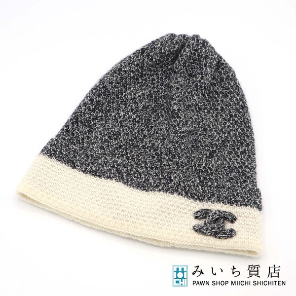 CHANEL シャネル ニット帽 カシミヤ100％ ココマーク ニットキャップ グレー系 帽子 H20902