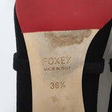 H24960-1 FOXEY フォクシー パンプス ビジューストラップ ポインテッドトゥ 36・1/2  約23.5cm ブラック スエード 靴 H24960-1