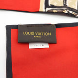 LOUIS VUITTON ルイヴィトン バンドー トランク ナロー M73964 シルク100％ スカーフ ベージュ/レッド モノグラム 箱あり 25k803-4