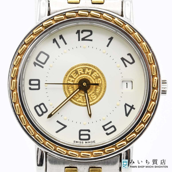 腕時計 稼働 HERMES エルメス セリエ クォーツ レディース 白色文字盤 2025.07電池交換済 25k627-20