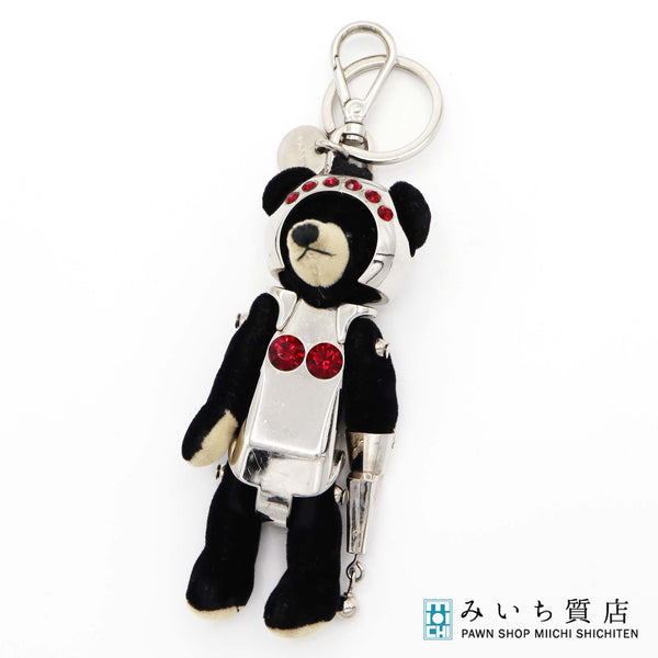 PRADA プラダ くま ベア ロボ メタリックラインストーン チャーム バッグチャーム キーホルダー 23k143-6