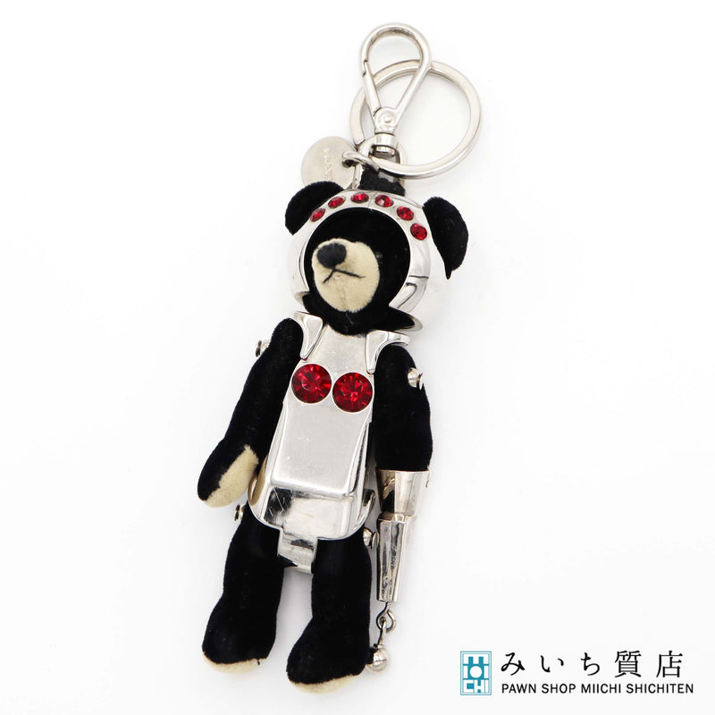 PRADA プラダ くま ベア ロボ メタリックラインストーン チャーム バッグチャーム キーホルダー 23k143-6