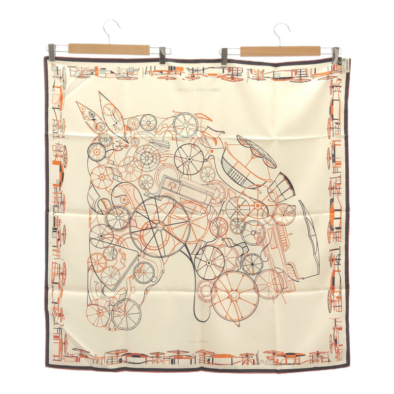 HERMES エルメス スカーフ カレ90 COMPLICATION EQUESTREF シルク100％ 服飾小物 クリーム系 箱有 H19534