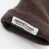 HERMES エルメス 手袋 グローブ スエード Hチャック 7 1/2 カシミヤ100 ブラウン 服飾小物 M4158