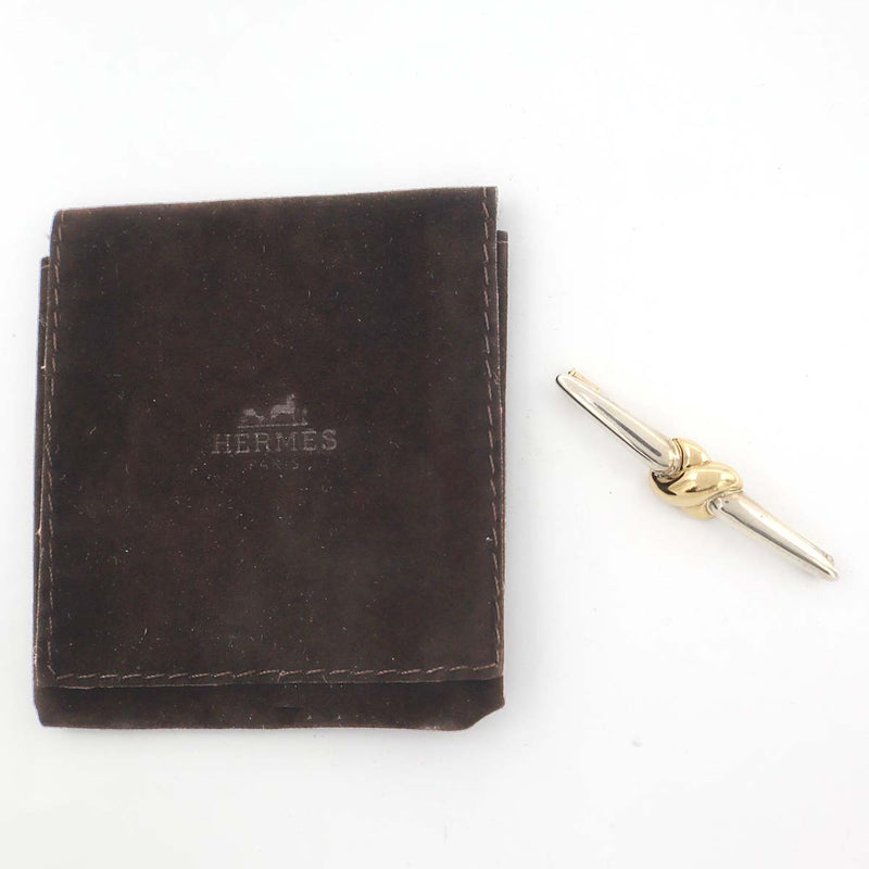 HERMES エルメス ブローチ 18K ツイスト アクセサリー 約8.9g ゴールド×シルバーカラー 袋有 H19003