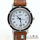 腕時計 稼働 エルメス HERMES クリッパー CL4.210 革ベルト □H刻印 24mm クォーツ 2024.6電池交換済 23k721-4