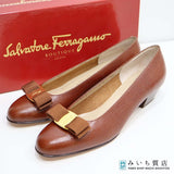 Salvatore Ferragamo サルヴァトーレフェラガモ ヴァラ リボン パンプス DG01796 サイズ7 約24cm ブラウン 箱有 H11565