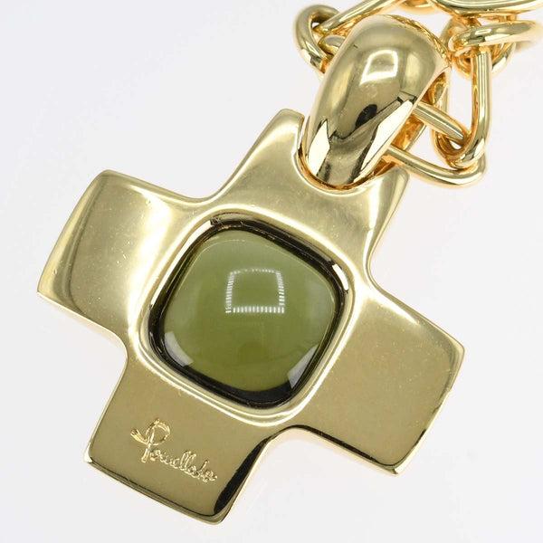 仕上済 Pomellato ポメラート ネックレス クロストップ グリーン石 750/18KT 約34.3g ジュエリー M3783