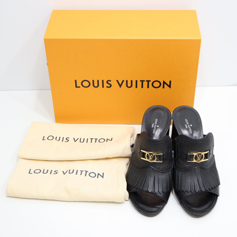 LOUIS VUITTON ルイヴィトン LV MA0210 インディアナミュール サンダル 37 1/2 約24.5cm ブラック レディース 箱・保管袋 H10565