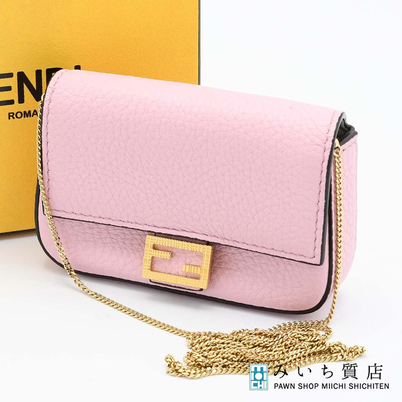 FENDI フェンディ 7AR844 ナノバケット チェーン ショルダーバッグ  鞄 ピンク 箱有 H19216