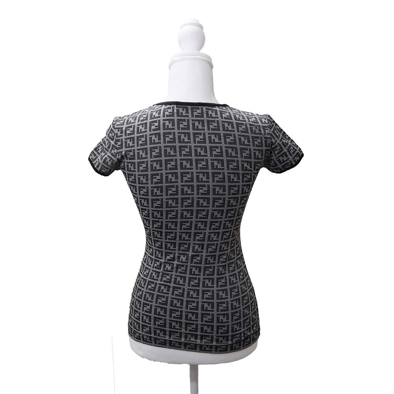 FENDI フェンディ Tシャツ カットソー ズッカ柄 グレー ストレッチ