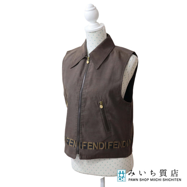 FENDI フェンディ ベスト サイズ 42 ロゴ ブラウン系 アウター  服 ファッション H18765