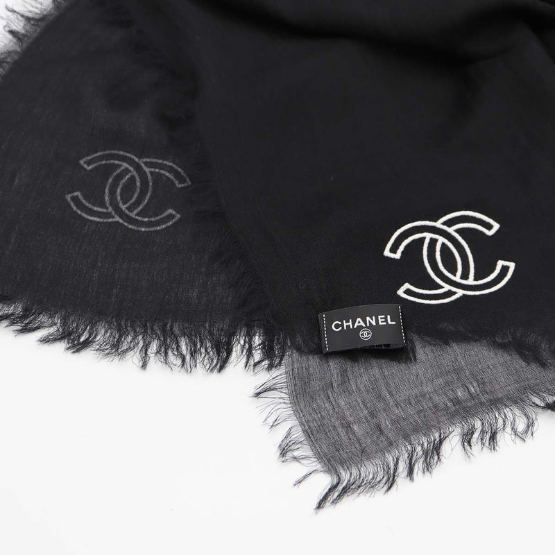CHANEL シャネル ストール 黒 CC ココマーク カシミヤ 100％ 薄手 ショール 服飾小物 H20760