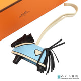 HERMES エルメス チャーム ロデオ ロベオ クール PM ノワール クレ セレステ G刻印 バッグチャーム ブラック×ブルー 箱 J784