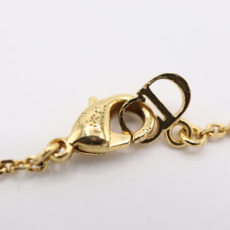 Christian Dior ディオール ネックレス CDロゴ フェイクパール 約4.3g ゴールドカラー アクセサリー 箱有 H20888