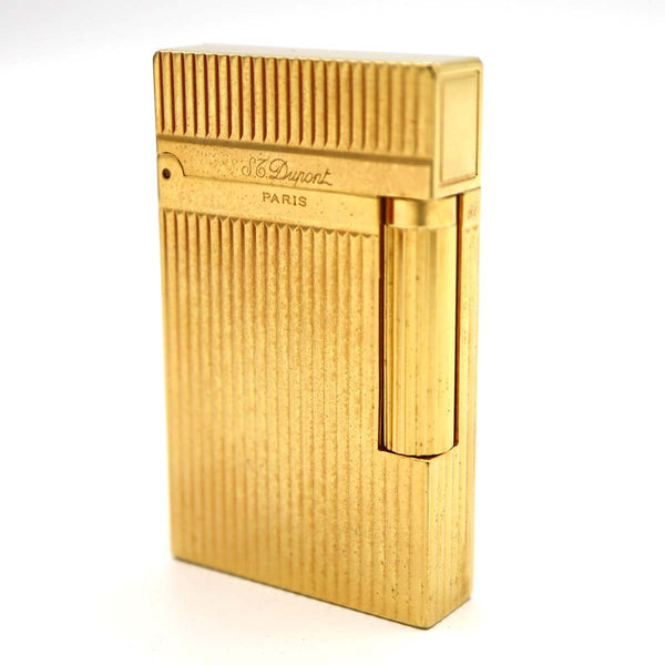 S.T.Dupont デュポン LINE2 ライン2 ヘアライン ガスライター ゴールドカラー 喫煙具 着火未確認 箱有 eco1729