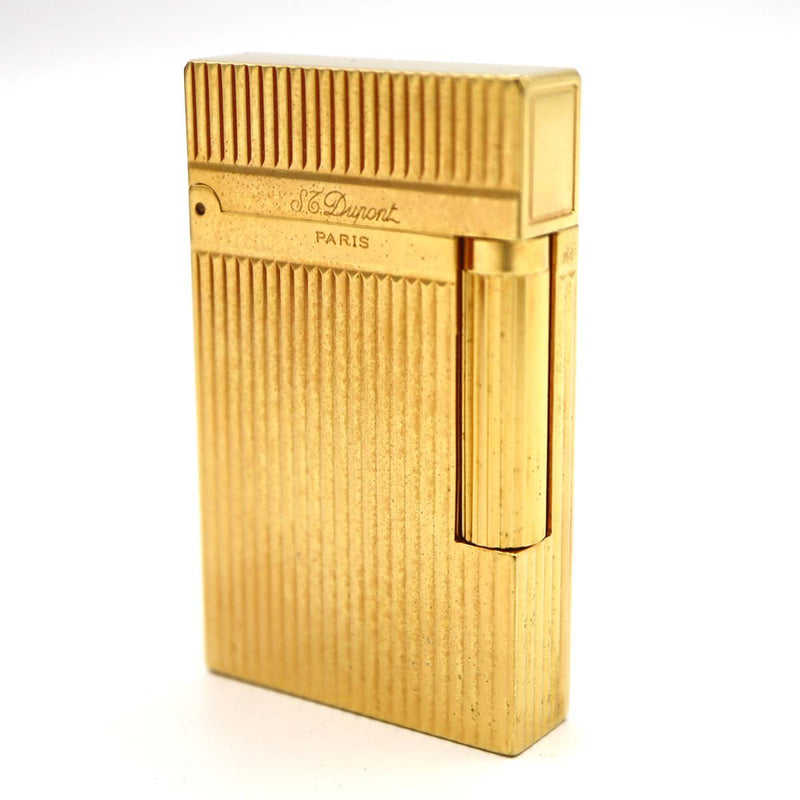 S.T.Dupont デュポン LINE2 ライン2 ヘアライン ガスライター ゴールドカラー 喫煙具 着火未確認 箱有 eco1729