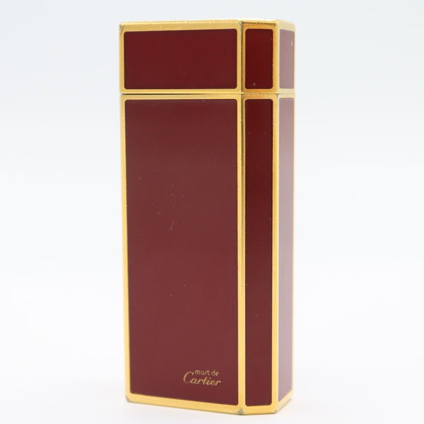 Cartier カルティエ  must de Cartier ガスライター 喫煙具 ヴィンテージ 着火未確認 ボルドー 箱・石あり M4306