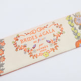 HERMES エルメス ツイリー BRIDES de GALA en fleurs 花柄 スカーフ シルク100 オレンジ ベージュ系 箱 H23501
