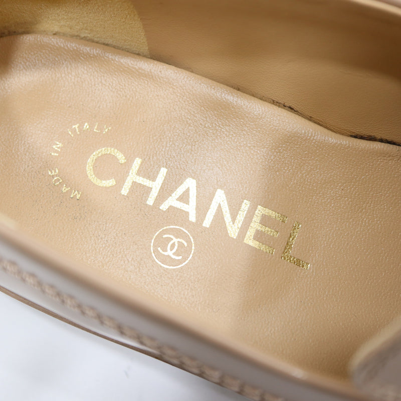 CHANEL シャネル G37430 ローファー ロゴ 36サイズ エナメルベージュ